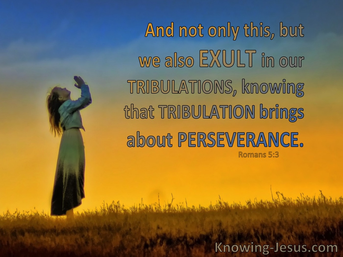 Romans 5:3 Exult In Suffering Which Brings Perseverance (yellow)